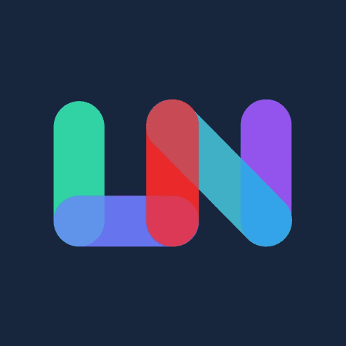 Latenode logo in multicolored gradient on dark background