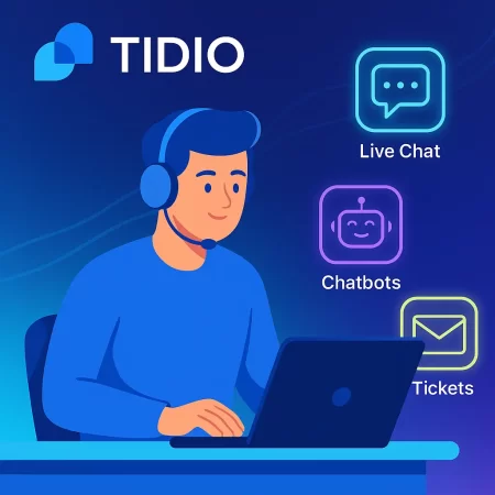 Tidio AI chatbot assisting customers with 24/7 support through live chat and automation tools — 2025